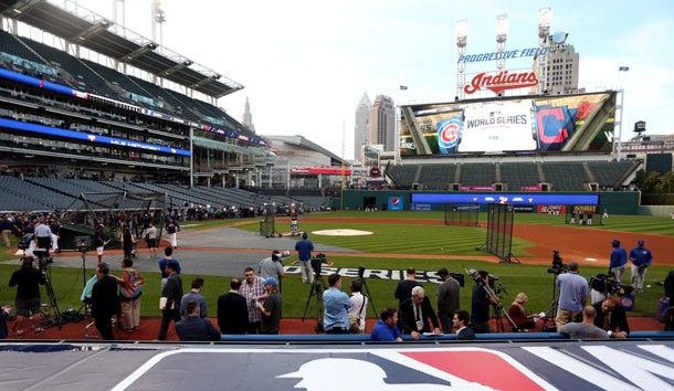 Nov 2, 2016; Cleveland, OH, USA; A general view before game seven of the 2016 World Series between the Chicago Cubs and the Cleveland Indians at Progressive Field. Photo Credit: Charles LeClaire-USA TODAY Sports
