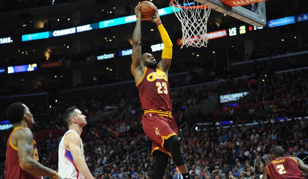 LeBron James (23) may not play Monday night. Photo Credit: Gary A. Vasquez-USA TODAY Sports