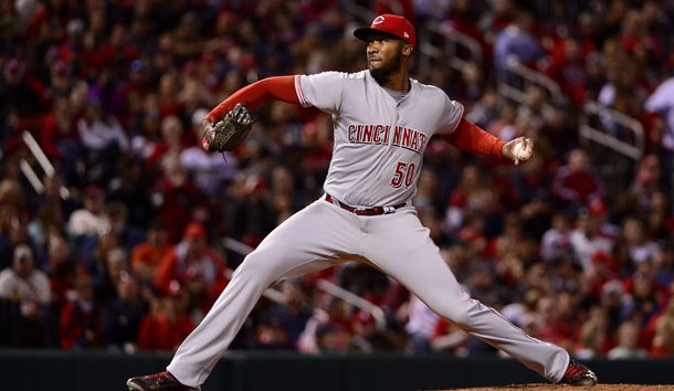 Apr 7, 2017; St. Louis, MO, USA; Cincinnati Reds starting pitcher Amir Garrett (50) pitches to a St. Louis Cardinals batter during the fifth inning of his Major League debut at Busch Stadium. Photo Credit: Jeff Curry-USA TODAY Sports