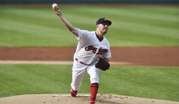 May 30, 2017; Cleveland, OH, USA; Cleveland Indians starting pitcher Trevor Bauer (47) throws a pitch during the first inning against the Oakland Athletics at Progressive Field. Photo Credit: Ken Blaze-USA TODAY Sports