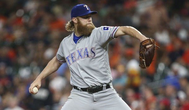 Jun 14, 2017; Houston, TX, USA; Texas Rangers starting pitcher Andrew Cashner (54) delivers a pitch during the fourth inning against the Houston Astros at Minute Maid Park. Photo Credit: Troy Taormina-USA TODAY Sports