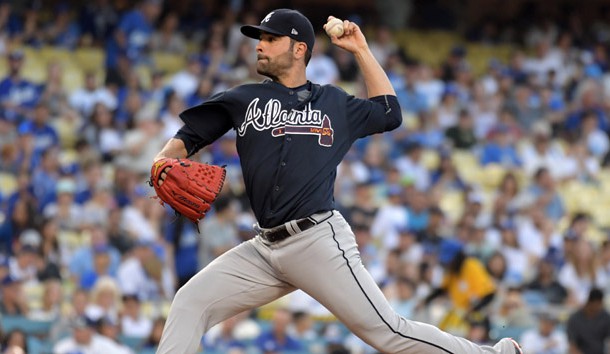 Jul 21, 2017; Los Angeles, CA, USA; Atlanta Braves pitcher Jaime Garcia (54) delivers a pitch against the Los Angeles Dodgers during a MLB baseball game at Dodger Stadium. Photo Credit: Kirby Lee-USA TODAY Sports