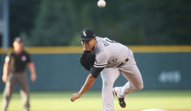 Jul 8, 2017; Denver, CO, USA; Chicago White Sox starting pitcher Jose Quintana (62) delivers a pitch during the first inning against the Colorado Rockies at Coors Field. Photo Credit: Chris Humphreys-USA TODAY Sports