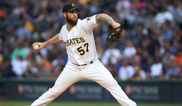 Aug 7, 2017; Pittsburgh, PA, USA; Pittsburgh Pirates starting pitcher Trevor Williams (57) delivers a pitch against the Detroit Tigers during the first inning at PNC Park. Photo Credit: Charles LeClaire-USA TODAY Sports