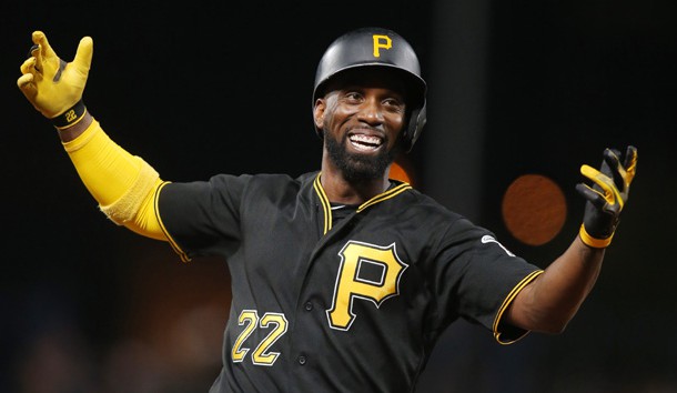 Sep 26, 2017; Pittsburgh, PA, USA;  Pittsburgh Pirates center fielder Andrew McCutchen (22) reacts as he circles the bases after hitting a grand-slam home run against the Baltimore Orioles during the second inning at PNC Park. The grand-slam was the first of McCutchen's career. Photo Credit: Charles LeClaire-USA TODAY Sports