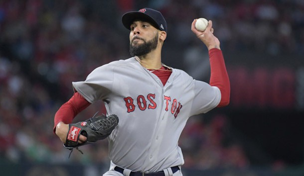 Jul 22, 2017; Anaheim, CA, USA; Boston Red Sox pitcher David Price (24) delivers a pitch against the Los Angeles Angels during a MLB baseball game at Angel Stadium of Anaheim. The Angels defeated the Red Sox 7-3. Photo Credit: Kirby Lee-USA TODAY Sports