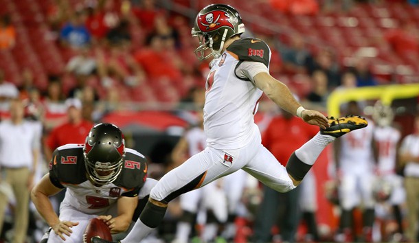 Aug 29, 2015; Tampa, FL, USA; Tampa Bay Buccaneers kicker Patrick Murray (7) misses a field goal against the Cleveland Browns during the second half at Raymond James Stadium. Cleveland Browns  defeated the Tampa Bay Buccaneers 31-7. Photo Credit: Kim Klement-USA TODAY Sports
