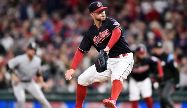 Sep 30, 2017; Cleveland, OH, USA; Cleveland Indians starting pitcher Corey Kluber (28) throws a pitch during the fourth inning against the Chicago White Sox at Progressive Field. Photo Credit: Ken Blaze-USA TODAY Sports
