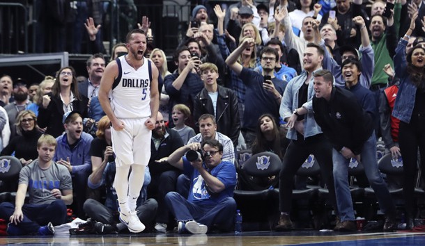 Dec 26, 2017; Dallas, TX, USA; Dallas Mavericks guard J.J. Barea (5) reacts after scoring late in the game against the Toronto Raptors at American Airlines Center. Photo Credit: Kevin Jairaj-USA TODAY Sports