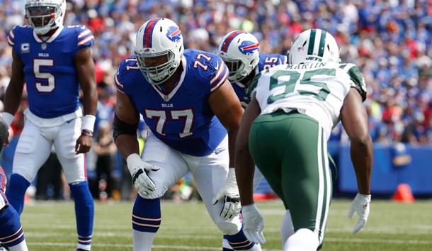 Sep 10, 2017; Orchard Park, NY, USA; Buffalo Bills offensive tackle Cordy Glenn (77) against the New York Jets at New Era Field. Photo Credit: Timothy T. Ludwig-USA TODAY Sports