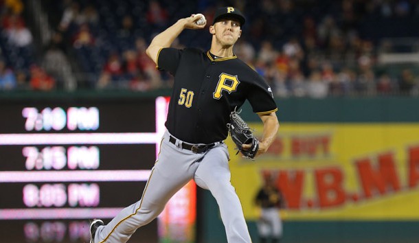 Sep 30, 2017; Washington, DC, USA; Pittsburgh Pirates starting pitcher Jameson Taillon (50) pitches against the Washington Nationals in the first inning at Nationals Park. Photo Credit: Geoff Burke-USA TODAY Sports