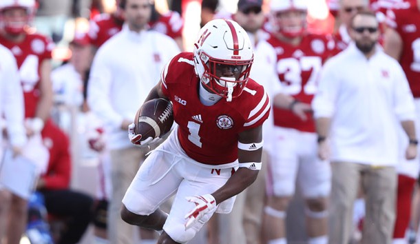 Tyjon Lindsey (1) in action for Nebraska. Photo Credit: Reese Strickland-USA TODAY Sports