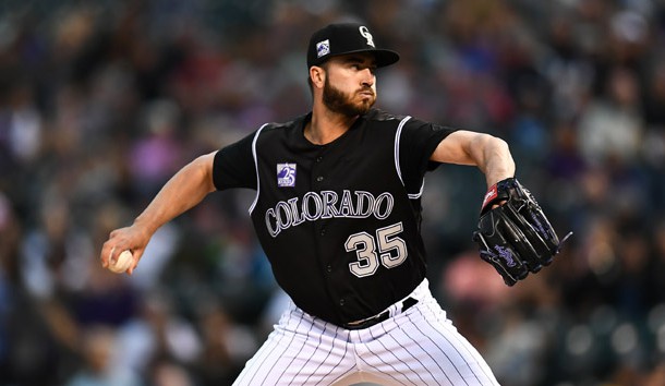 May 11, 2018; Denver, CO, USA; Colorado Rockies starting pitcher Chad Bettis (35) delivers a pitch in the first inning against the at Coors Field. Photo Credit: Ron Chenoy-USA TODAY Sports