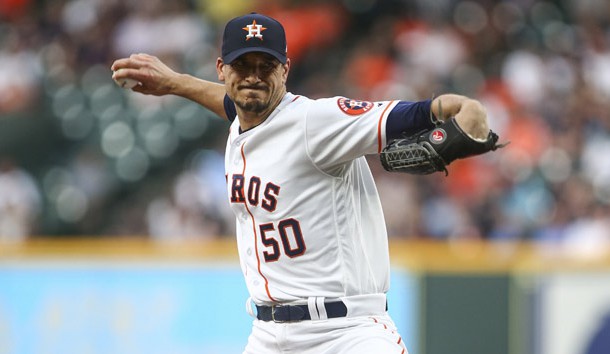 Apr 24, 2018; Houston, TX, USA; Houston Astros starting pitcher Charlie Morton (50) delivers a pitch during the second inning against the Los Angeles Angels at Minute Maid Park. Photo Credit: Troy Taormina-USA TODAY Sports