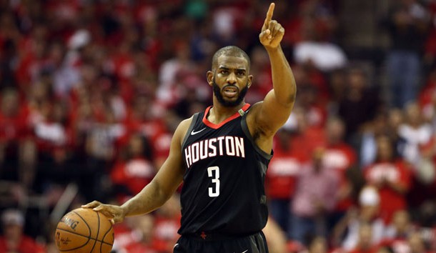 May 24, 2018; Houston, TX, USA; Houston Rockets guard Chris Paul (3) brings the ball up the court during the second quarter in game five of the Western conference finals of the 2018 NBA Playoffs against the Golden State Warriors at Toyota Center. Photo Credit: Troy Taormina-USA TODAY Sports