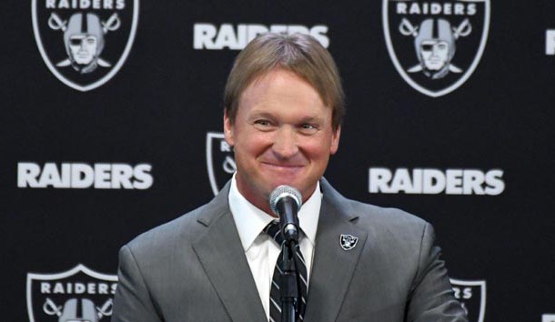 Jan 9, 2018; Alameda, CA, USA; Jon Gruden is introduced as head coach at a press conference at the Oakland Raiders headquarters Photo Credit: Kirby Lee-USA TODAY Sports
