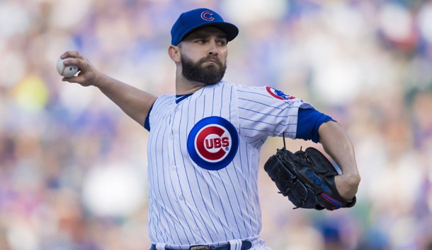 May 22, 2018; Chicago, IL, USA; Chicago Cubs starting pitcher Tyler Chatwood (21) pitches during the second inning against the Cleveland Indians at Wrigley Field. Photo Credit: Patrick Gorski-USA TODAY Sports