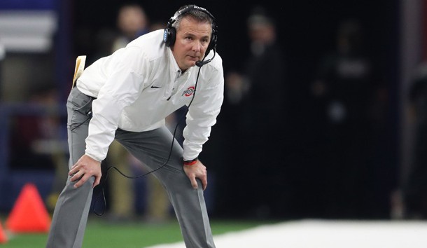 Dec 29, 2017; Arlington, TX, USA; Ohio State Buckeyes head coach Urban Meyer on the sidelines during the game against the Southern California Trojans in the 2017 Cotton Bowl at AT&T Stadium. Photo Credit: Matthew Emmons-USA TODAY Sports