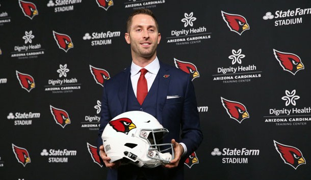 Jan 9, 20189; Tempe, AZ, USA; Arizona Cardinals introduce their new head coach Kliff Kingsbury during a press conference on Jan. 9 at the Cardinals Training Facility in Tempe, Ariz. Kingsbury is a former Texas Tech head coach and was the recently hired USC offensive coordinator. Mandatory Credit: Rob Schumacher/The Republic via USA TODAY NETWORK