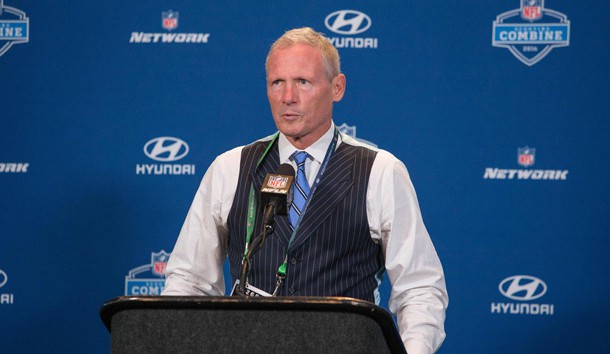 Feb 27, 2016; Indianapolis, IN, USA; Draft analyst Mike Mayock speaks to the media during the 2016 NFL Scouting Combine at Lucas Oil Stadium. Photo Credit: Trevor Ruszkowski-USA TODAY Sports