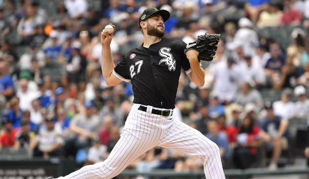 May 18, 2019; Chicago, IL, USA; Chicago White Sox starting pitcher Lucas Giolito (27) delivers the ball in the first inning against the Toronto Blue Jays at Guaranteed Rate Field. Photo Credit: Quinn Harris-USA TODAY Sports