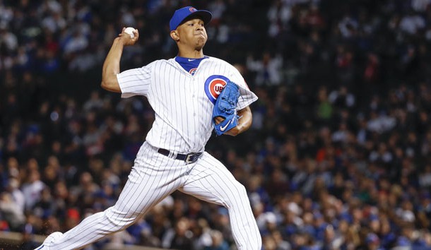 Jun 20, 2019; Chicago, IL, USA; Chicago Cubs relief pitcher Adbert Alzolay (73) delivers against the New York Mets during the eight inning at Wrigley Field. Photo Credit: Kamil Krzaczynski-USA TODAY Sports