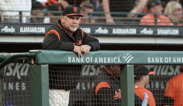 Jul 19, 2019; San Francisco, CA, USA; San Francisco Giants manager Bruce Bochy (15) in the game against the New York Mets during the third inning at Oracle Park. Photo Credit: Stan Szeto-USA TODAY Sports