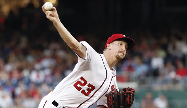 Jun 20, 2019; Washington, DC, USA; Washington Nationals starting pitcher Erick Fedde (23) pitches against the Philadelphia Phillies in the second inning at Nationals Park. Photo Credit: Geoff Burke-USA TODAY Sports