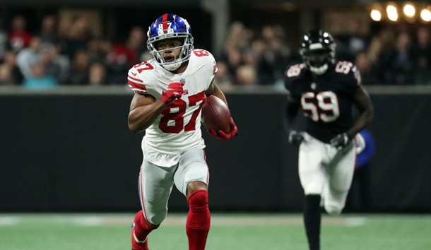 Oct 22, 2018; Atlanta, GA, USA; New York Giants wide receiver Sterling Shepard (87) runs after a catch in the third quarter against the Atlanta Falcons at Mercedes-Benz Stadium. Photo Credit: Jason Getz-USA TODAY Sports