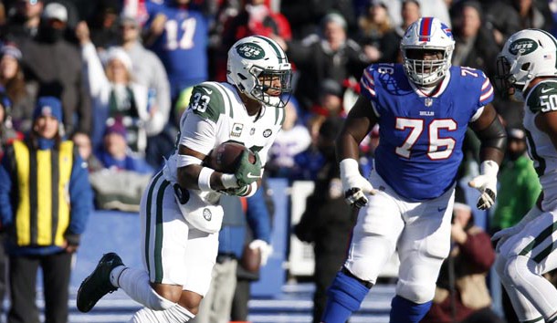 Dec 9, 2018; Orchard Park, NY, USA; New York Jets strong safety Jamal Adams (33) intercepts the ball during the first half against the Buffalo Bills at New Era Field. Photo Credit: Timothy T. Ludwig-USA TODAY Sports