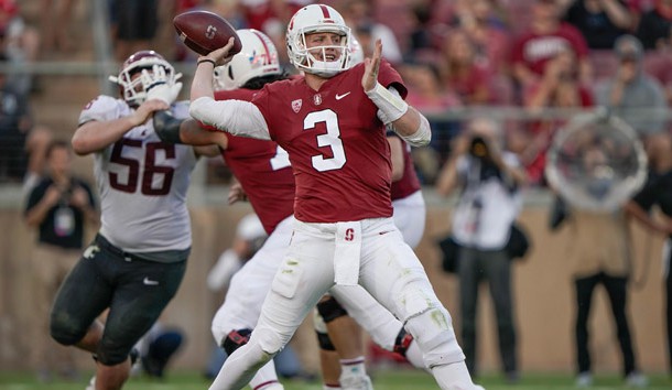 Oct 27, 2018; Stanford, CA, USA; Stanford Cardinal quarterback K.J. Costello (3) throws the football against the Washington State Cougars during the second quarter at Stanford Stadium. Photo Credit: Stan Szeto-USA TODAY Sports